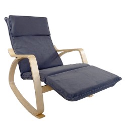 Πολυθρόνα Κουνιστή  LUNDRA Γκρι/Φυσικό Ύφασμα/Ξύλο 67x127x91cm