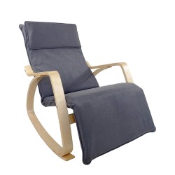 Πολυθρόνα Κουνιστή  LUNDRA Γκρι/Φυσικό Ύφασμα/Ξύλο 67x127x91cm