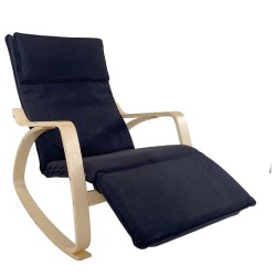 Πολυθρόνα Κουνιστή  LUNDRA Μαύρο/Φυσικό Ύφασμα/Ξύλο 67x127x91cm