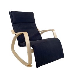 Πολυθρόνα Κουνιστή  LUNDRA Μαύρο/Φυσικό Ύφασμα/Ξύλο 67x127x91cm