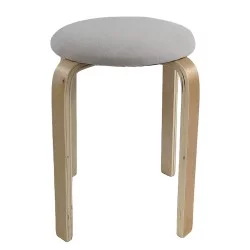 Σκαμπό  MILOA Mπεζ/Φυσικό Ύφασμα/Ξύλο 42x42x45cm