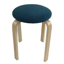 Σκαμπό  MILOA Μπλε/Φυσικό Ύφασμα/Ξύλο 42x42x45cm