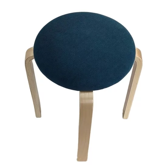 Σκαμπό  MILOA Μπλε/Φυσικό Ύφασμα/Ξύλο 42x42x45cm