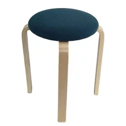 Σκαμπό  MILOA Μπλε/Φυσικό Ύφασμα/Ξύλο 42x42x45cm