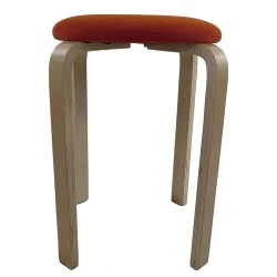 Σκαμπό  MILOA Πορτοκαλί/Φυσικό Ύφασμα/Ξύλο 42x42x45cm