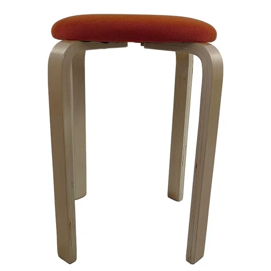 Σκαμπό  MILOA Πορτοκαλί/Φυσικό Ύφασμα/Ξύλο 42x42x45cm