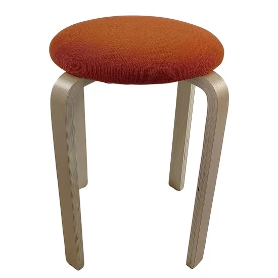 Σκαμπό  MILOA Πορτοκαλί/Φυσικό Ύφασμα/Ξύλο 42x42x45cm