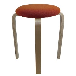 Σκαμπό  MILOA Πορτοκαλί/Φυσικό Ύφασμα/Ξύλο 42x42x45cm