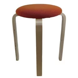 Σκαμπό  MILOA Πορτοκαλί/Φυσικό Ύφασμα/Ξύλο 42x42x45cm