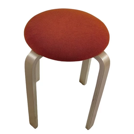 Σκαμπό  MILOA Πορτοκαλί/Φυσικό Ύφασμα/Ξύλο 42x42x45cm