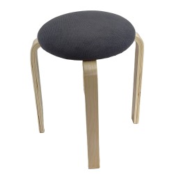 Σκαμπό  MILOA Γκρι/Φυσικό Ύφασμα/Ξύλο 42x42x45cm