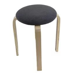 Σκαμπό  MILOA Γκρι/Φυσικό Ύφασμα/Ξύλο 42x42x45cm