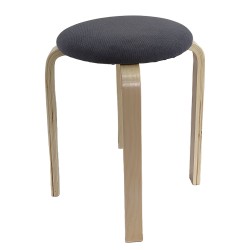 Σκαμπό  MILOA Γκρι/Φυσικό Ύφασμα/Ξύλο 42x42x45cm