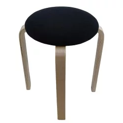 Σκαμπό  MILOA Μαύρο/Φυσικό Ύφασμα/Ξύλο 42x42x45cm