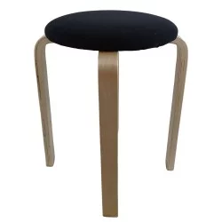 Σκαμπό  MILOA Μαύρο/Φυσικό Ύφασμα/Ξύλο 42x42x45cm