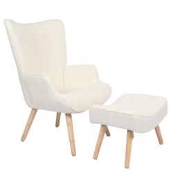 Πολυθρόνα  AMARANTHUS Με Υποπόδιο Μπεζ 98x70x77cm