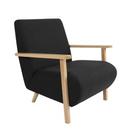 Πολυθρόνα  GREVILLEA Μαύρο/Φυσικό Ύφασμα/Ξύλο 82x70.5x85cm