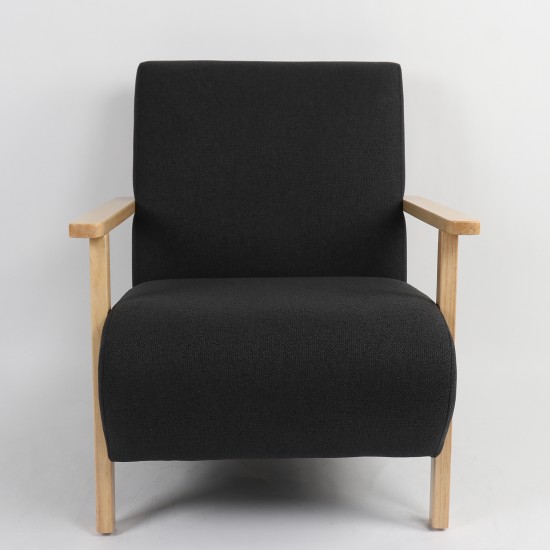 Πολυθρόνα  GREVILLEA Μαύρο/Φυσικό Ύφασμα/Ξύλο 82x70.5x85cm
