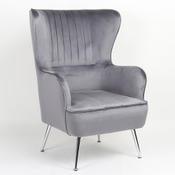 Πολυθρόνα  VITTORIA Γκρι Βελούδο 76x79x101cm