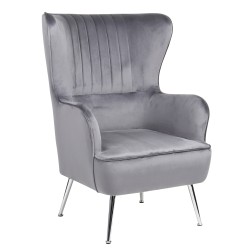 Πολυθρόνα  VITTORIA Γκρι Βελούδο 76x79x101cm