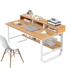 Γραφείο  ALECTORIS Καφέ/Λευκό MDF/Μέταλλο 100x60x73cm