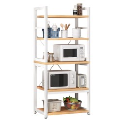 Ραφιέρα Κουζίνας  BOAR Φυσικό/Λευκό MDF/Μέταλλο 60x36x150cm Ραφιέρα Κουζίνας  BOAR Φυσικό/Λευκό MDF/Μέταλλο 60x36x150cm