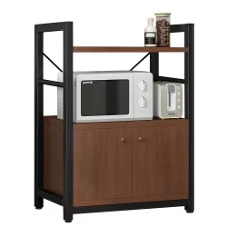 Ραφιέρα Κουζίνας  STOAT Καφέ Σκούρο/Μαύρο MDF/Μέταλλο 60x36x82cm