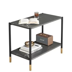 Τραπεζάκι Σαλονιού  ASSA Γκρι Με Όψη Μαρμάρου MDF/Μέταλλο 60x40x55cm