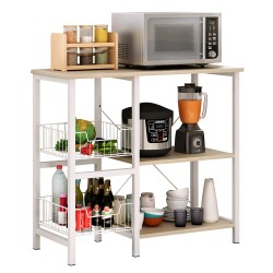 Ραφιέρα Κουζίνας  SEAL Maple/Λευκό MDF/Μέταλλο 80x35x75cm Ραφιέρα Κουζίνας  SEAL Maple/Λευκό MDF/Μέταλλο 80x35x75cm