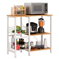 Ραφιέρα Κουζίνας  SEAL Δρυς/Λευκό MDF/Μέταλλο 80x35x75cm Ραφιέρα Κουζίνας  SEAL Δρυς/Λευκό MDF/Μέταλλο 80x35x75cm