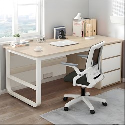 Γραφείο  MERGELLUS Φυσικό/Λευκό MDF/Μέταλλο 120x50x74cm