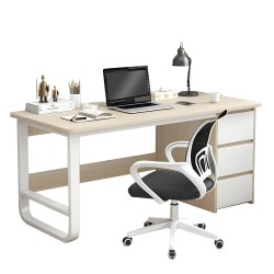 Γραφείο  MERGELLUS Φυσικό/Λευκό MDF/Μέταλλο 120x50x74cm