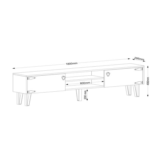 Έπιπλο Τηλεόρασης Thira Σκούρο Καφέ 180x30x49cm Έπιπλο Τηλεόρασης Thira Σκούρο Καφέ 180x30x49cm