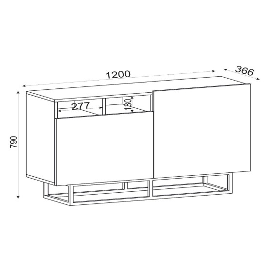 Μπουφές  Kithnos Σκούρο Καφέ 120x37x79cm