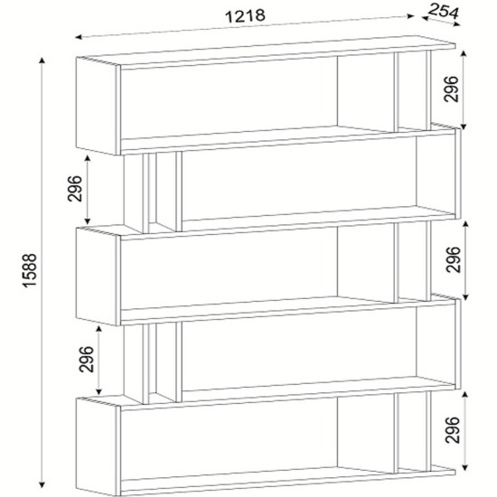 Βιβλιοθήκη  Antipaxi Sonoma/Wenge Μοριοσανίδα/Μελαμίνη 122x26x159cm