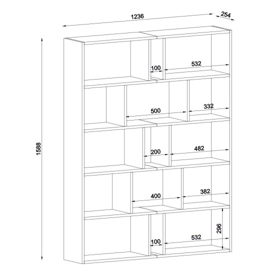 Βιβλιοθήκη  Idra Ανοιχτό Καφέ/Σκούρο Καφέ 124x26x159cm