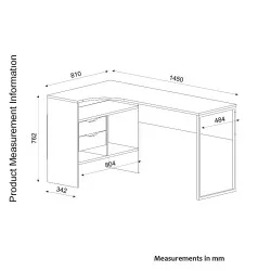 Γραφείο  LOLA Φυσικό/Μαύρο 145x81x76cm