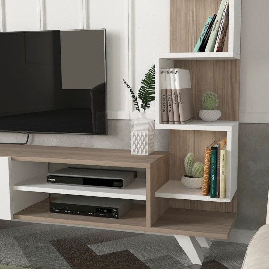 Σύνθετο Τηλεόρασης  KEROS Λευκό/Cordoba Μοριοσανίδα/Μελαμίνη 150x30x132cm