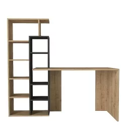 Γραφείο-Βιβλιοθήκη  PRIMO Sapphire/Ανθρακί Μοριοσανίδα/Μελαμίνη 152x60x74/148cm