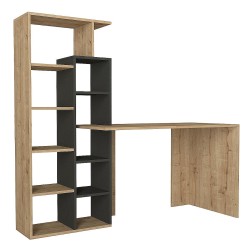 Γραφείο-Βιβλιοθήκη  PRIMO Sapphire/Ανθρακί Μοριοσανίδα/Μελαμίνη 152x60x74/148cm