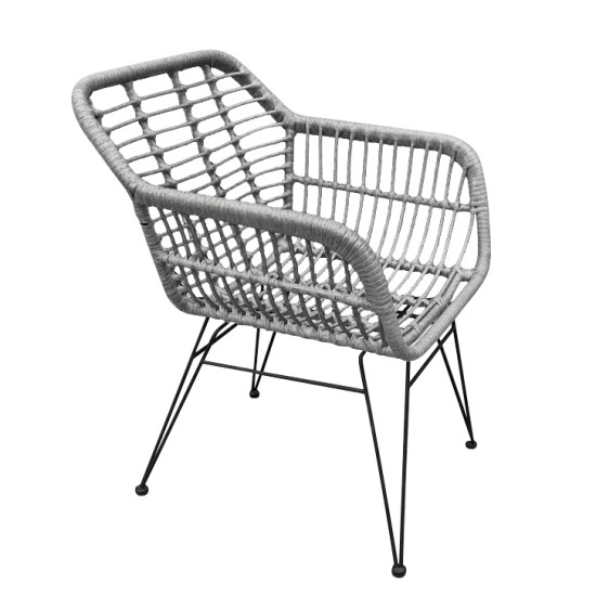 Καρέκλα Κήπου TERESINA Γκρι/Μαύρο Μέταλλο/Rattan 58x59x81cm Καρέκλα Κήπου TERESINA Γκρι/Μαύρο Μέταλλο/Rattan 58x59x81cm