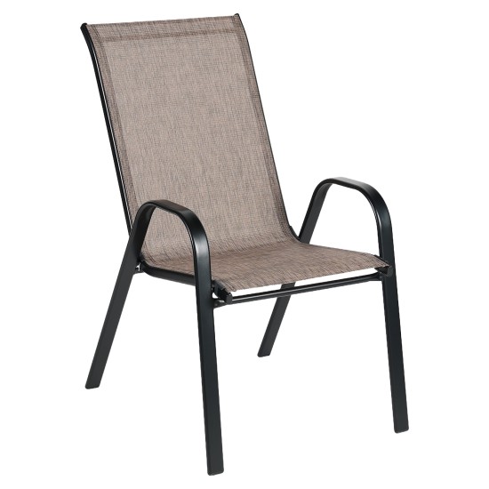 Πολυθρόνα Κήπου  NEPTUNE Καφέ/Μαύρο Μέταλλο/Textilene 55x75x95cm