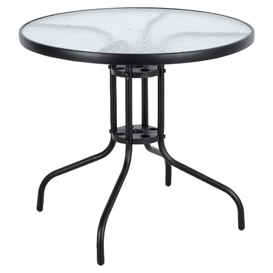 Τραπέζι Κήπου  EARTH Μαύρο Μέταλλο/Γυαλί Φ80x70cm