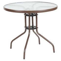 Τραπέζι Κήπου  EARTH Καφέ Μέταλλο/Γυαλί Φ80x70cm