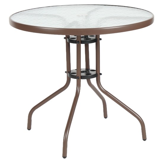 Τραπέζι Κήπου  EARTH Καφέ Μέταλλο/Γυαλί Φ80x70cm