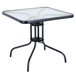 Τραπέζι Κήπου  MARS Μαύρο Μέταλλο/Γυαλί 80x80x70cm