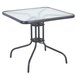Τραπέζι Κήπου  MARS Γκρι Μέταλλο/Γυαλί 80x80x70cm