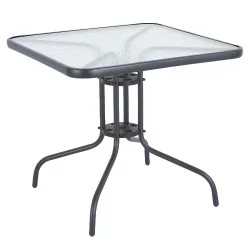 Τραπέζι Κήπου  MARS Γκρι Μέταλλο/Γυαλί 80x80x70cm