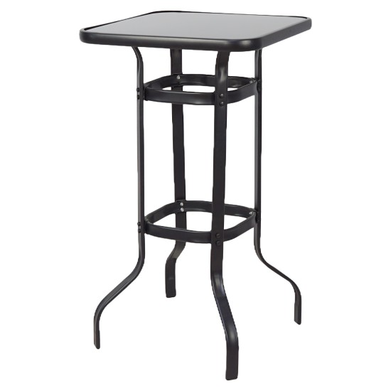Τραπέζι Κήπου  LYRA Μαύρο Μέταλλο/Γυαλί 70x70x100cm