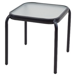 Τραπέζι Κήπου  VEGA Μαύρο Μέταλλο/Γυαλί 40x40x43cm